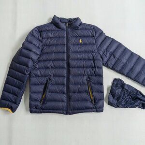 Polo Ralph Lauren Boys Youth Down Puffer Jacket Suze M 10-12 Navy